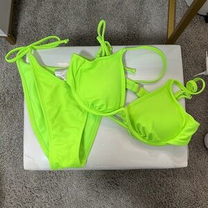 Neon Green Push Up baithing suit Set